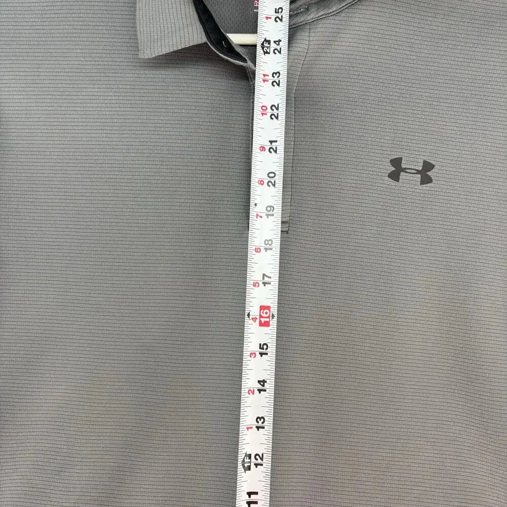 Under Armour Men's XL HeatGear Tech Textured Stripe Polo Shirt Gray - Picture 4 of 15